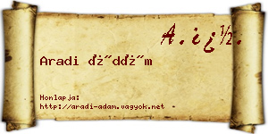 Aradi Ádám névjegykártya