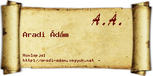 Aradi Ádám névjegykártya